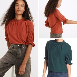NWT Madewell Clipdot Ruffle Blouses - Rust and Teal